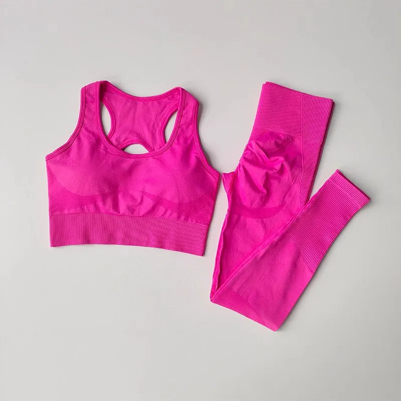 Women's Fitness Yoga Set - Sports Bra & High Waist Leggings