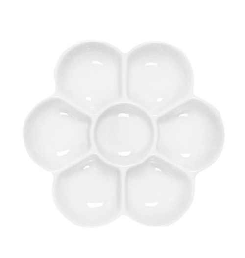 6 Section Porcelain Flower Watercolor Palette DIsh