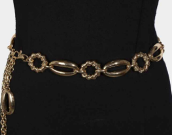 Mixed Metallic Oval Chain Belt - GOLD