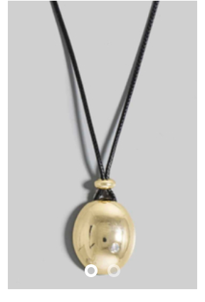 Single Stud Oval Dome Pendant Long Cord Necklace