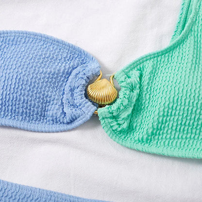 Textured Knit Block Colour Bikini Set