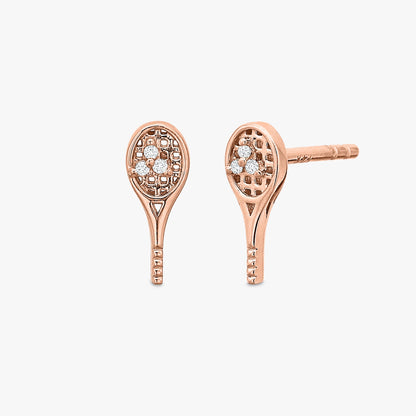 30 Love Diamond Tennis Racquet Stud Earrings