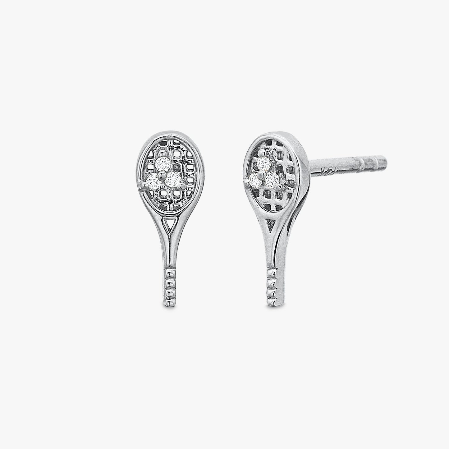 30 Love Diamond Tennis Racquet Stud Earrings