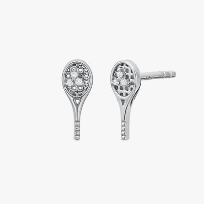 30 Love Diamond Tennis Racquet Stud Earrings