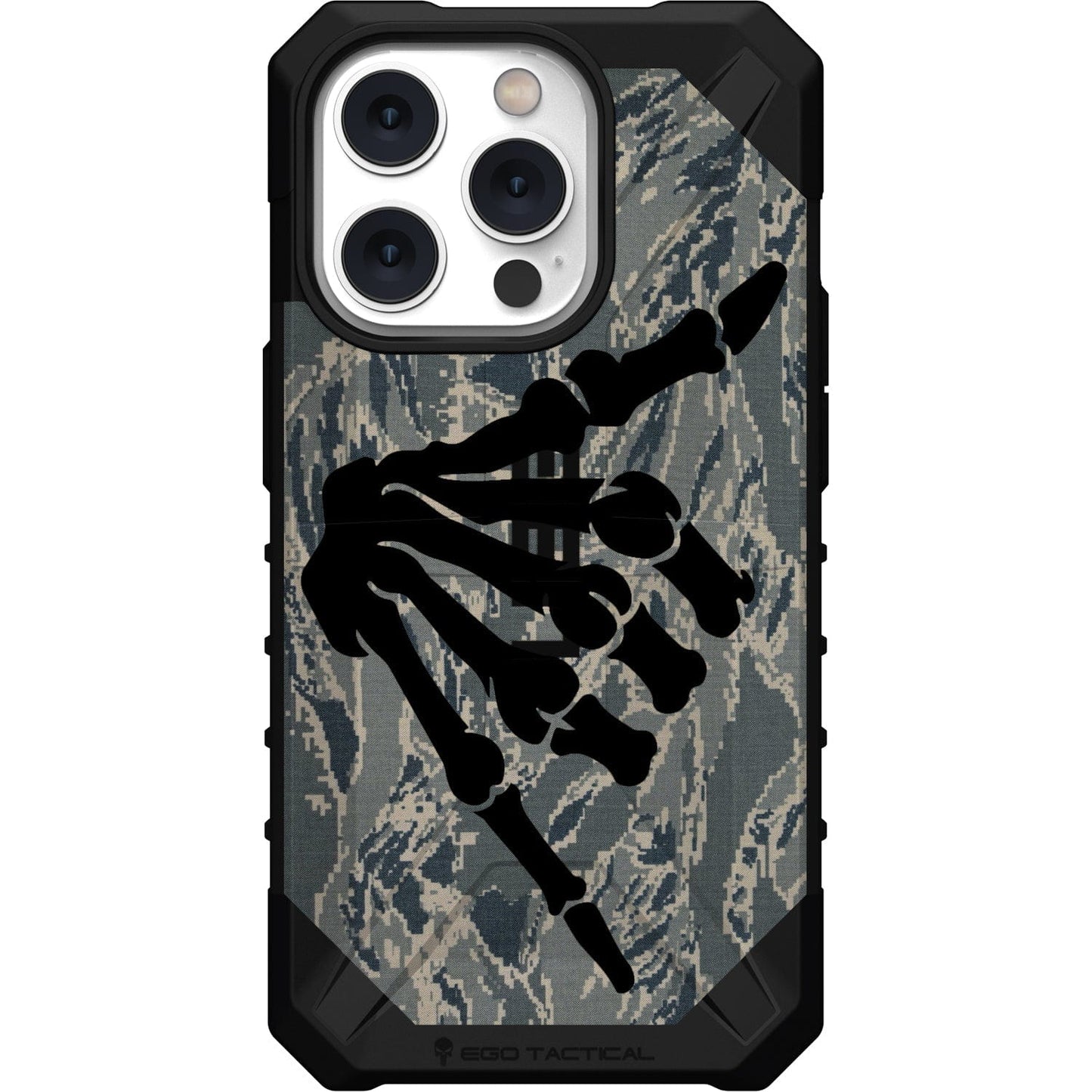 Shaka Hang Loose Skeleton Hand on US Military Camouflage Custom Printed Case Design for Apple, Samsung, Google & Motorola Phone Models