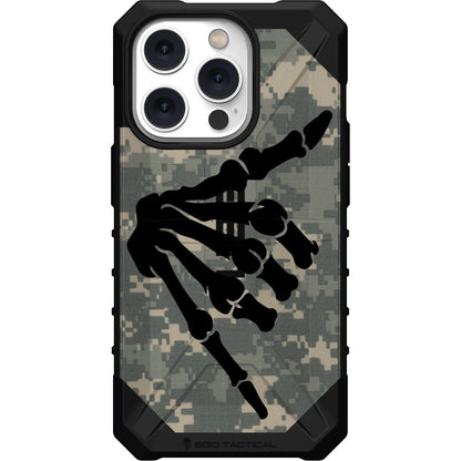 Shaka Hang Loose Skeleton Hand on US Military Camouflage Custom Printed Case Design for Apple, Samsung, Google & Motorola Phone Models