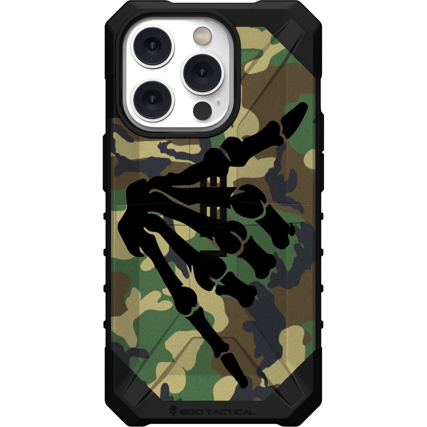 Shaka Hang Loose Skeleton Hand on US Military Camouflage Custom Printed Case Design for Apple, Samsung, Google & Motorola Phone Models