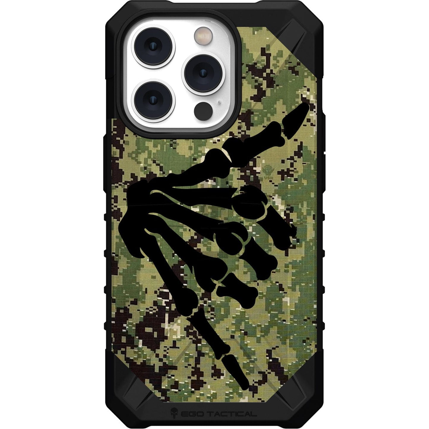 Shaka Hang Loose Skeleton Hand on US Military Camouflage Custom Printed Case Design for Apple, Samsung, Google & Motorola Phone Models
