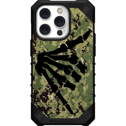 Shaka Hang Loose Skeleton Hand on US Military Camouflage Custom Printed Case Design for Apple, Samsung, Google & Motorola Phone Models