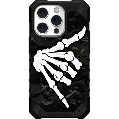 Shaka Hang Loose Skeleton Hand on US Military Camouflage Custom Printed Case Design for Apple, Samsung, Google & Motorola Phone Models