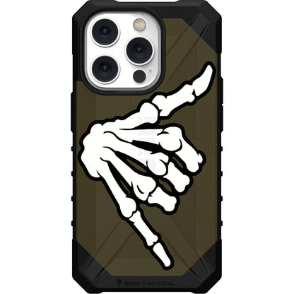 Shaka Hang Loose Skeleton Hand on US Military Camouflage Custom Printed Case Design for Apple, Samsung, Google & Motorola Phone Models