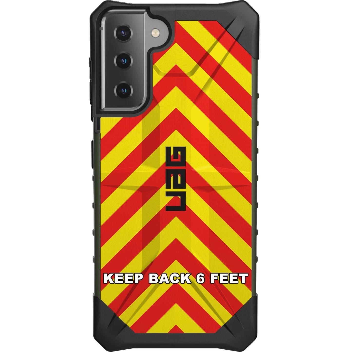 Emergency Vehicle Safety Chevrons Red/Yellow or Blue/Yellow (Stay Back Text) Custom Printed Case Design for Apple, Samsung, Google & Motorola Phone Models