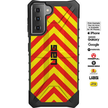 Emergency Vehicle Safety Chevrons Red/Yellow or Blue/Yellow (Stay Back Text) Custom Printed Case Design for Apple, Samsung, Google & Motorola Phone Models