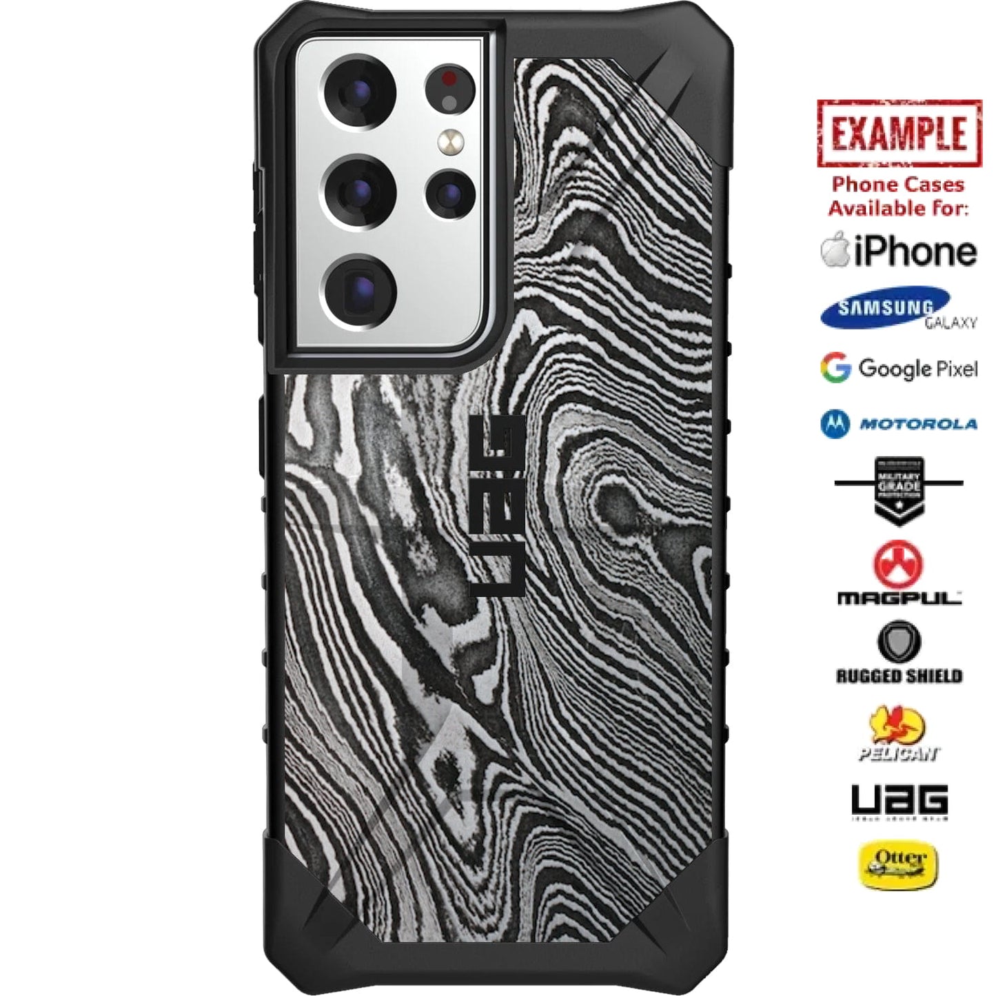 Damascus Steel Design Custom Printed Case Design for Apple, Samsung, Google & Motorola Phone Models