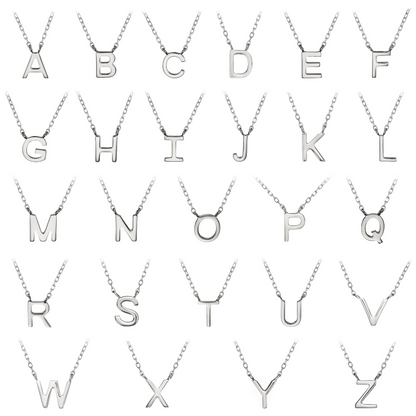 Solid White Gold Miniature Initial Letter Bracelet