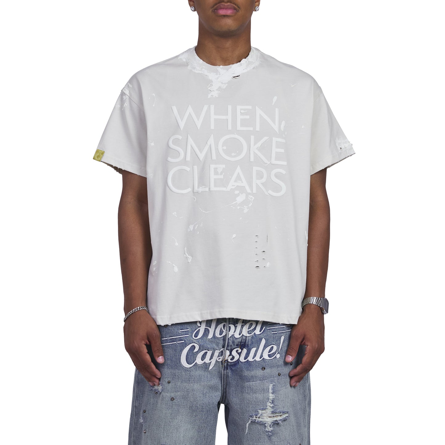 Paint Thrashed Tee | White