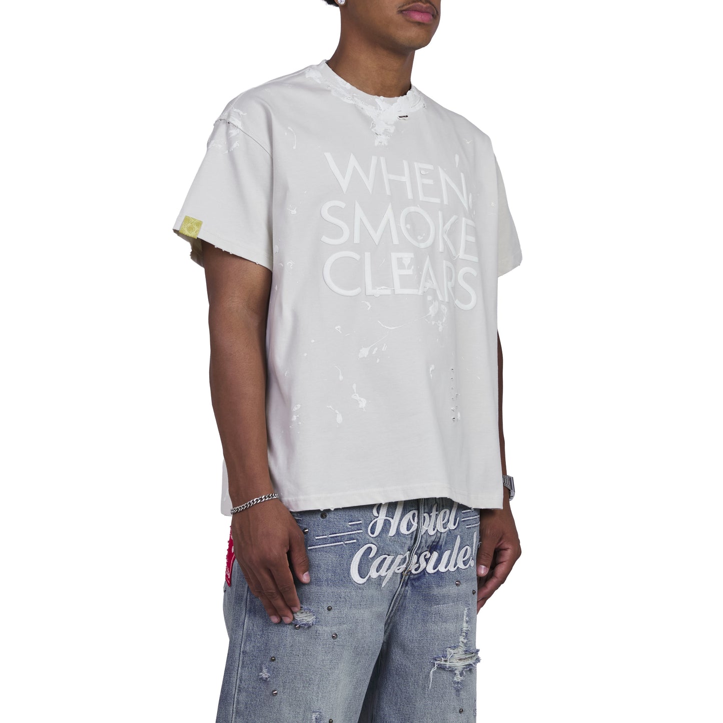 Paint Thrashed Tee | White