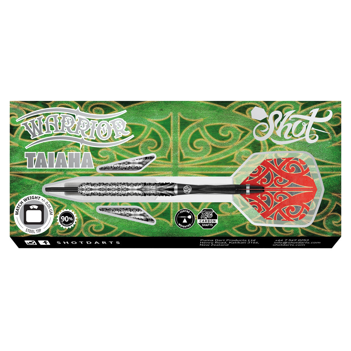 SHOT - Warrior Taiaha Steel Tip Darts - 90% Tungsten - 30g