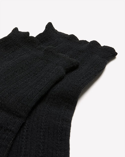 Textured Ankle Socks with Scalloped Edge
