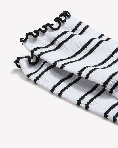 Striped Crew Socks with Lettuce Edge