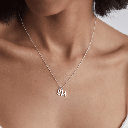 Solid White Gold Individual Curve Initial Charm