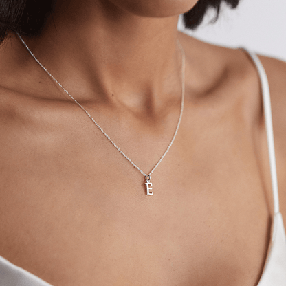 Solid White Gold Individual Curve Initial Charm