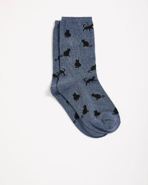 Crew Socks with Cat Print