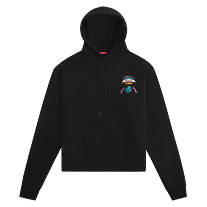 Distressed Logo Hoodie | Black