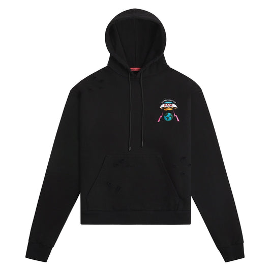 Distressed Logo Hoodie | Black