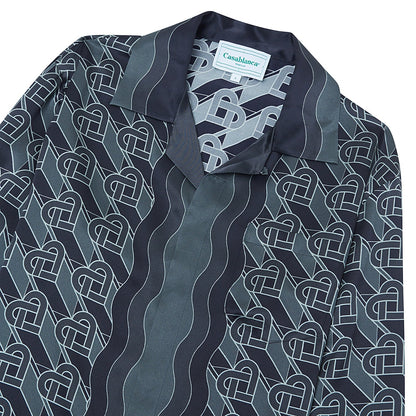 Heart Monogramme Silk Shirt | Black