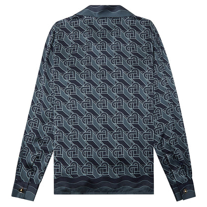 Heart Monogramme Silk Shirt | Black