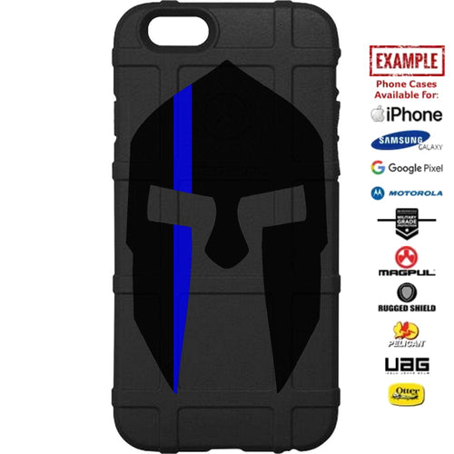 Spartan Helmet, Thin Blue Line, Police Officers Custom Printed Case Design for Apple, Samsung, Google & Motorola Phone Models