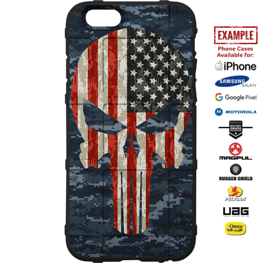 US Navy Digi Camo U.S. Camo Flag Punisher Custom Printed Case Design for Apple, Samsung, Google & Motorola Phone Models
