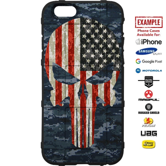 US Navy Digi Camo U.S. Camo Flag Punisher Custom Printed Case Design for Apple, Samsung, Google & Motorola Phone Models