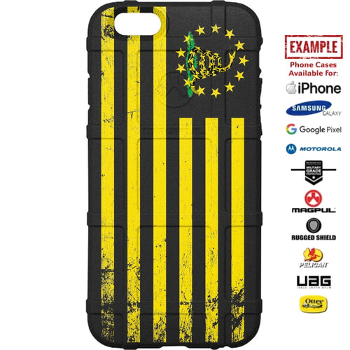 Don't Tread on Me/13 Stars US American Flag Yellow Custom Printed Case Design for Apple, Samsung, Google & Motorola Phone Models