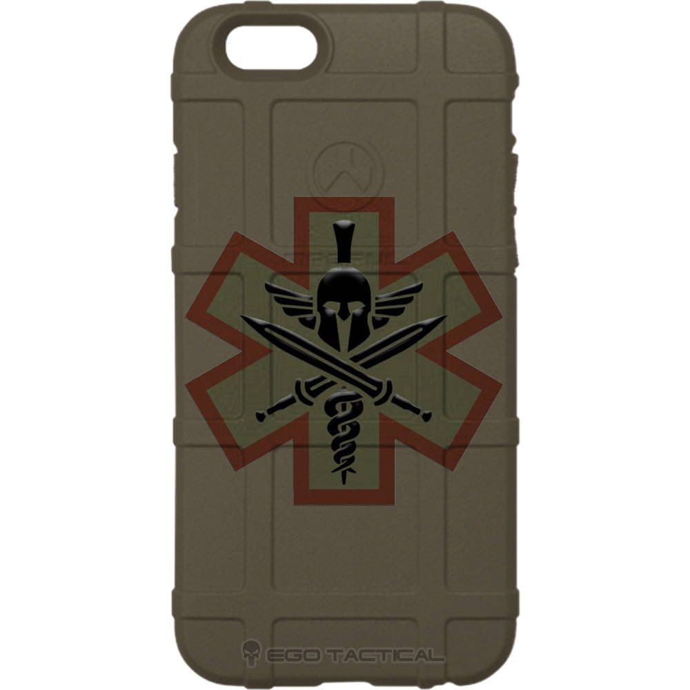 Spartan Combat Medic Military Star of Life Patch on Camouflage Custom Printed Case Design for Apple, Samsung, Google & Motorola Phone Models