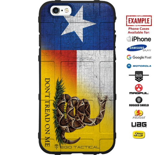 50 US States & Territories, Distressed State Flag Series Don't Tread on Me Custom Printed Case Design for Apple, Samsung, Google & Motorola Phone Models