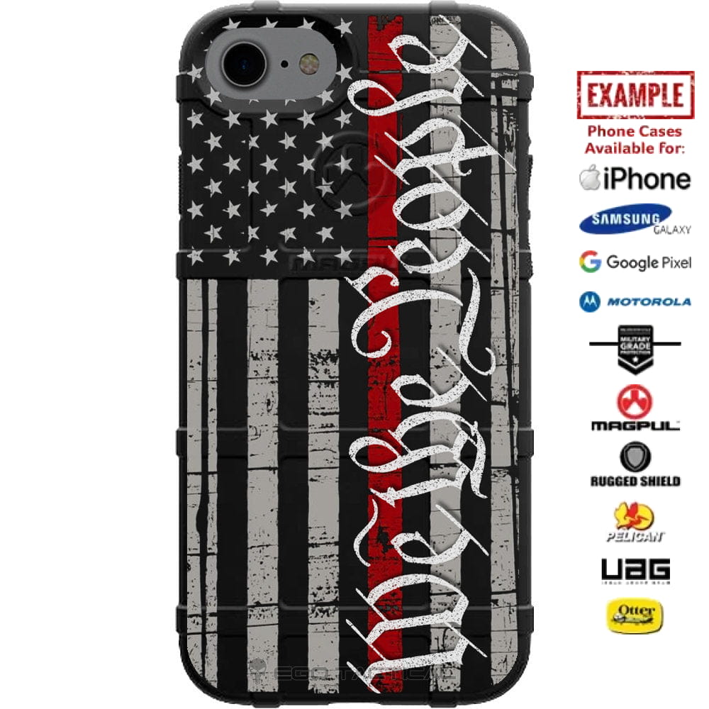We the People Thin Red Line Assaulting Subdued Flag Custom Printed Case Design for Apple, Samsung, Google & Motorola Phone Models