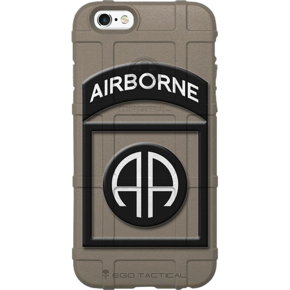 US Army 82nd Airborne Division Patch Subdued Black/White Outline Custom Printed Case Design for Apple, Samsung, Google & Motorola Phone Models