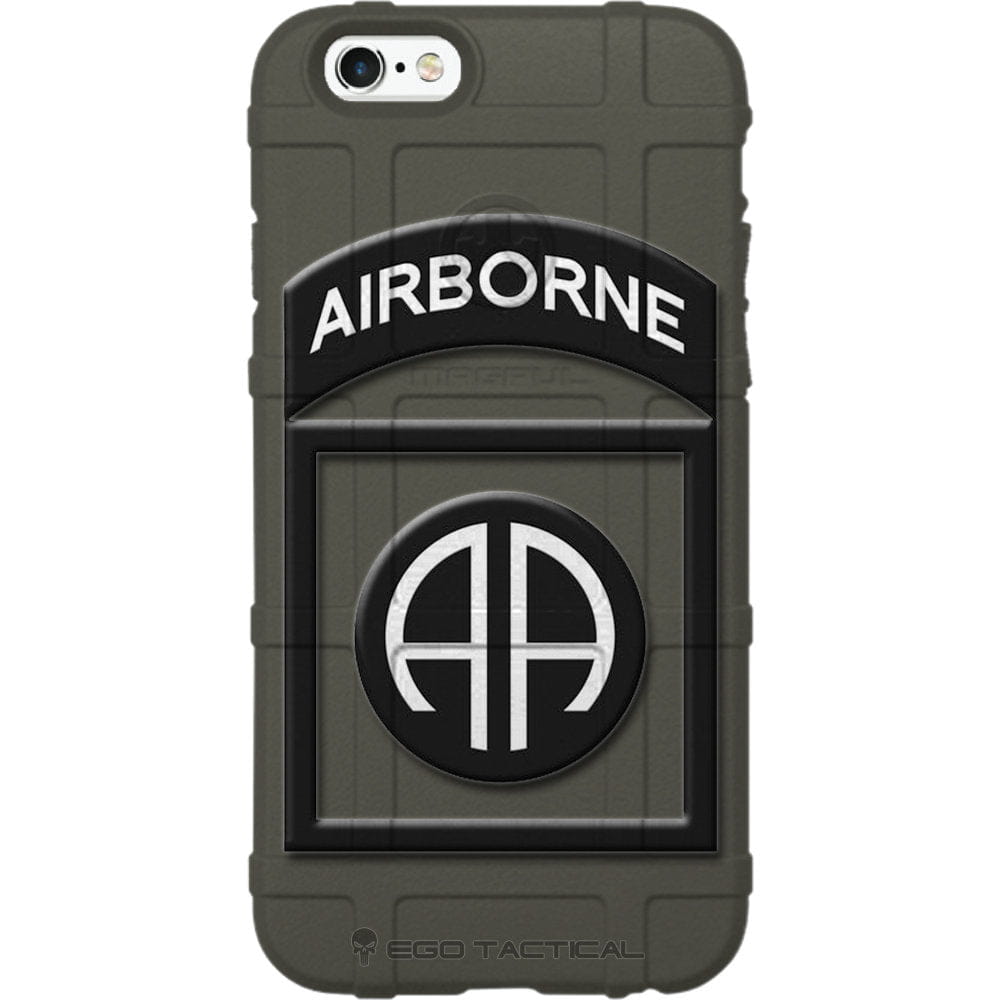 US Army 82nd Airborne Division Patch Subdued Black/White Outline Custom Printed Case Design for Apple, Samsung, Google & Motorola Phone Models