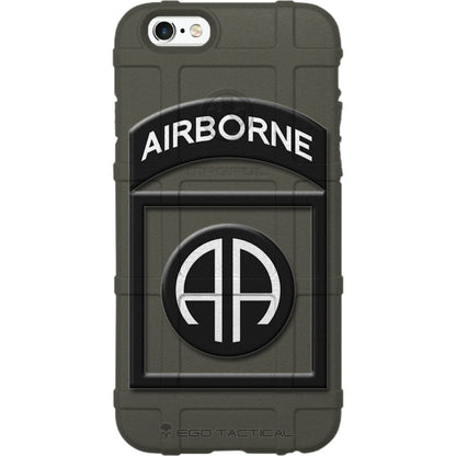 US Army 82nd Airborne Division Patch Subdued Black/White Outline Custom Printed Case Design for Apple, Samsung, Google & Motorola Phone Models