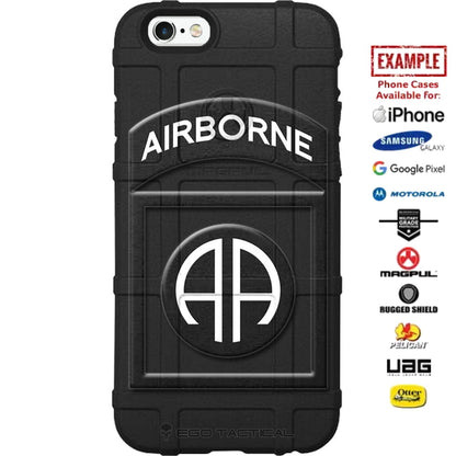 US Army 82nd Airborne Division Patch Subdued Black/White Outline Custom Printed Case Design for Apple, Samsung, Google & Motorola Phone Models