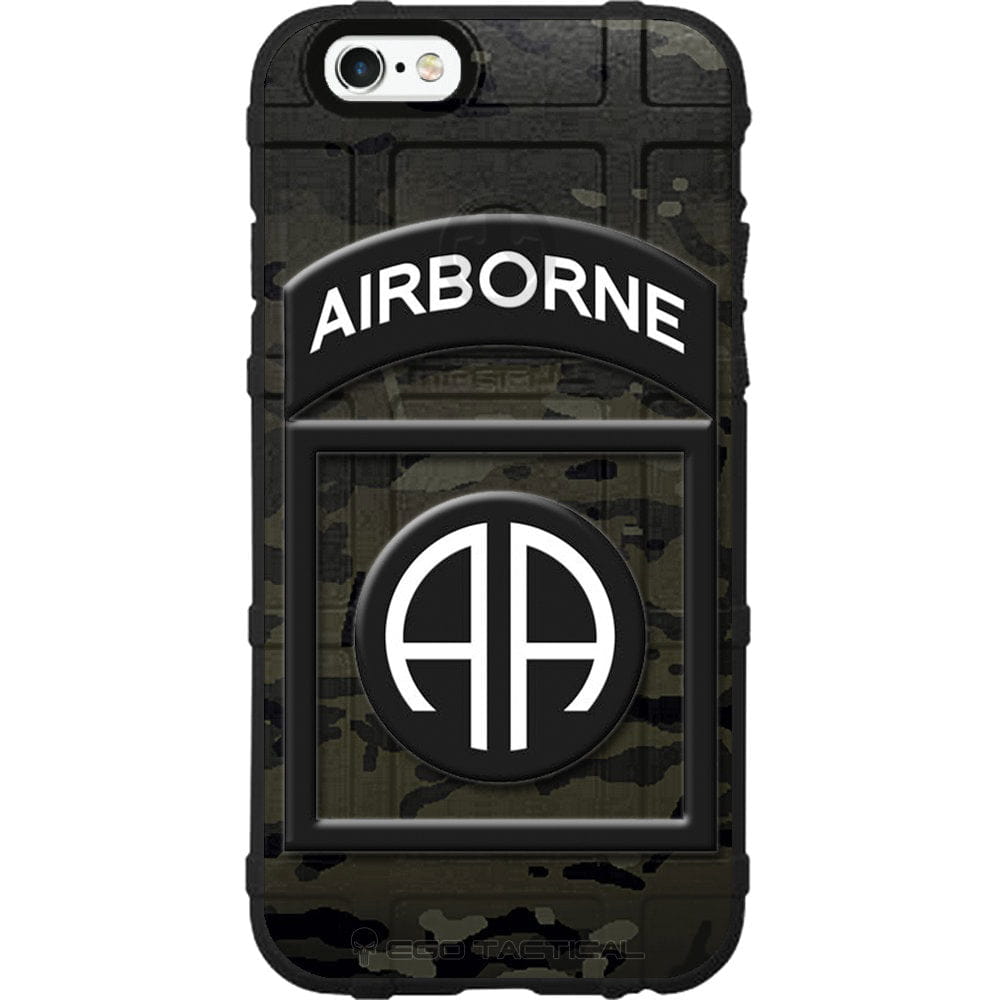 US Army 82nd Airborne Division Patch Subdued Black/White Outline Custom Printed Case Design for Apple, Samsung, Google & Motorola Phone Models
