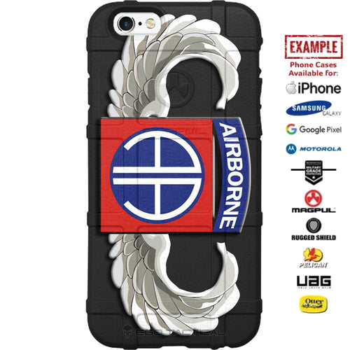 US Army 82nd Airborne Division Patch Red/Blue Winged Warrior Custom Printed Case Design for Apple, Samsung, Google & Motorola Phone Models