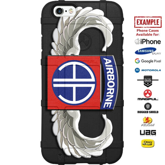 US Army 82nd Airborne Division Patch Red/Blue Winged Warrior Custom Printed Case Design for Apple, Samsung, Google & Motorola Phone Models