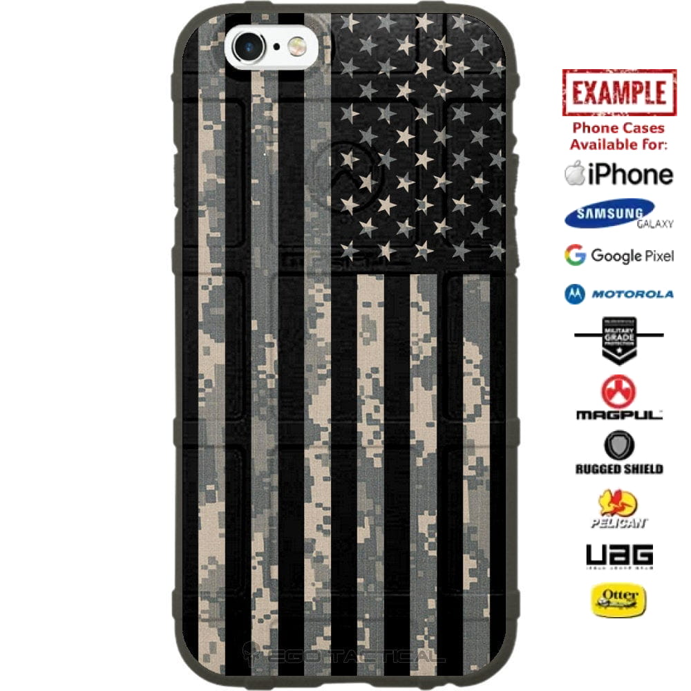 US Military Camouflage All Styles, Subdued US American Flag Custom Printed Case Design for Apple, Samsung, Google & Motorola Phone Models