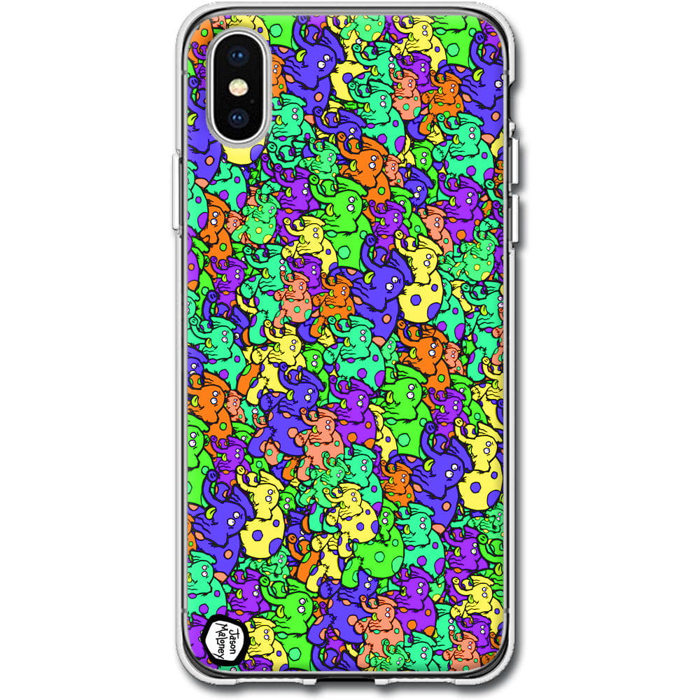 Jason Maloney Art Series: "Tippsy on Parade" Multi-Color Tippsy the Elephant Design Limited Edition Custom UV-Printed Custom Printed Case Design for Apple, Samsung, Google & Motorola Phone Models