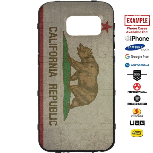 Weathered California State Flag Custom Printed Case Design for Apple, Samsung, Google & Motorola Phone Models