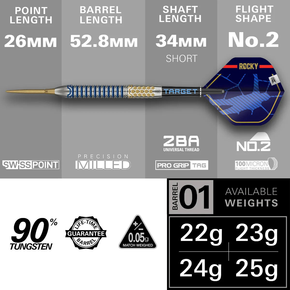 TARGET - 23g - JOSH ROCK G1 Swiss Point Darts - 90% Tungsten
