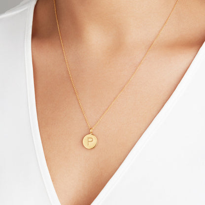 Gold Large Engraved Disc Necklace